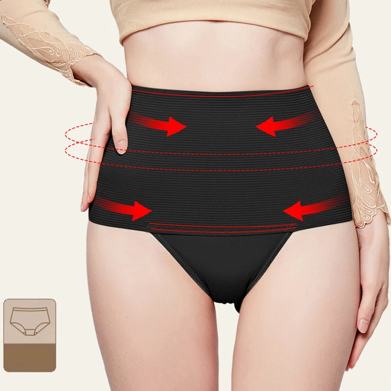 Culotte Post-partum Taille Haute pour Femme, Sous-Vêtement Amincissant, Respirant, Compression du Ve